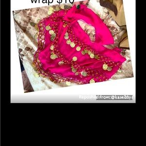 Elegant Fuchsia Dance Wrap with Gold Coins